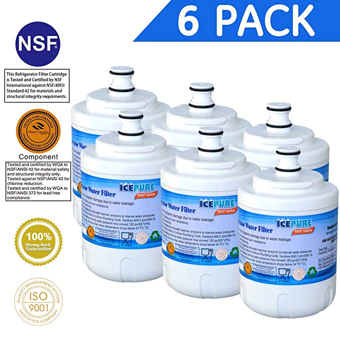 Icepure UKF7003 Refrigerator water filter Replacement for Maytag UKF7003,UKF7001,WHIRLPOOL EDR7D1,Filter 7,6PACK
