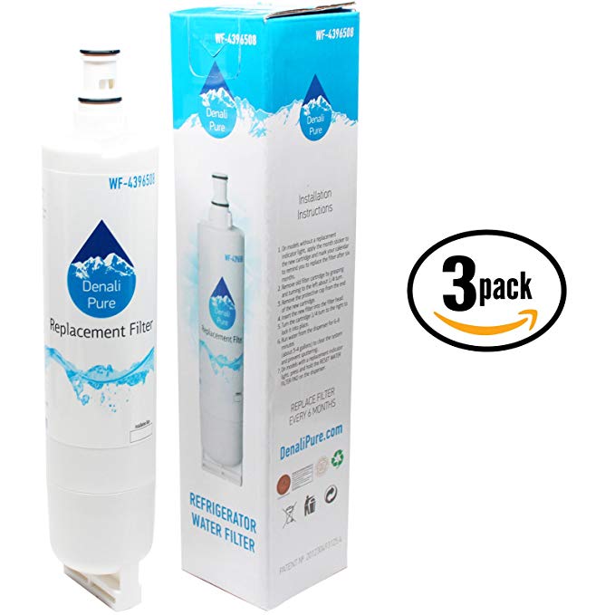 3-Pack Replacement Whirlpool ED2FHEXNT00 Refrigerator Water Filter - Compatible Whirlpool 4396508, 4396510 Fridge Water Filter Cartridge